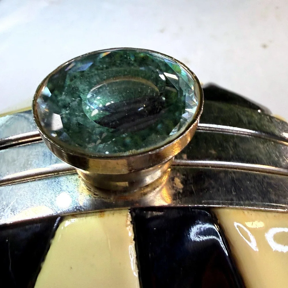 Vintage Mid Century Round Ball Purse Womens Lucite Acrylic Box Jeweled Clasp